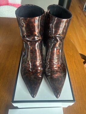 Circus by Sam Edelman Pointed Patent Ankle Boots in patent tortoise pattern